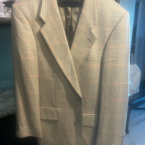Burberry’s Men's Tan Plaid Blazer VINTAGE - Picture 1 of 7